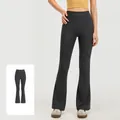 Professional high-waisted flare yoga pants in gun grey for fitness and pilates training - S / Bottom (JYMK025) / Gunmetal