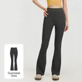 Professional high-waisted flare yoga pants in gun grey for fitness and pilates training - S / Bottom (JYMK025) / Gunmetal