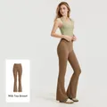 High-waisted flared yoga pants in cocoa brown color for Pilates and fitness workouts - 2XL / Bottom (JYMK025) / Cocoa