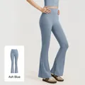 High waist lifting yoga flare pants in greyish lake blue for pilates and gym fitness - S / Bottom (JYMK025) / Grayish Blue
