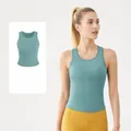 Débardeur de sport extensible et respirant avec coussinets en couleur vert brume - Vert brume