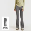 High-waisted flare yoga pants for women in sea rock grey, slim fit gym wear. - Sea Rock Grey