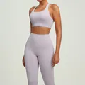 Lavendel yoga-set met legging met hoge taille en sportbeha voor fitness en gym. - Paars