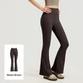 High-waisted flared yoga pants in Distilled Coffee for pilates and fitness workouts. - Distilled Coffee