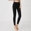 Pantalon de yoga noir sans couture à taille haute avec effet push-up pour le fitness - Noir Étoilé