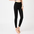 Pantaloni da yoga neri a vita alta senza cuciture con effetto push-up per il fitness - Nero brillante