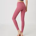 High-waisted seamless yoga leggings in dusty rose color for running and gym workouts - S / Bottoms / Dusty Pink