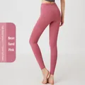 High-waisted seamless yoga leggings in dusty rose color for running and gym workouts - S / Bottoms / Dusty Pink