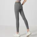 Premium high-waisted tummy control yoga leggings in sea salt grey for fitness and running - S / Bottoms / Sea Rock Grey