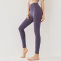 Leggings de yoga violets à taille haute et design sans couture pour le fitness et la course - Violet Aubergine