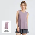 Breathable loose yoga vest sleeveless workout top for women in grey cherry pink - S / Tops / Gray Cherry Pink