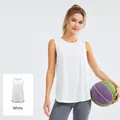 Professional loose white sleeveless yoga tank top for fitness and running sports - S / Tops / White