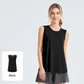 Loose black yoga tank top for women in starry black color variant - S / Tops / Black
