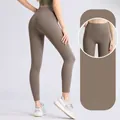 Leggings de yoga sans couture taille haute couleur cacao pour le sport et le fitness - Cacao
