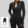 Women's slim fit breathable long sleeve yoga sports running jacket in starry black - S / Tops / Starry Black