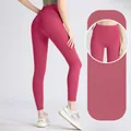 Leggings de yoga sans couture rouge framboise à taille haute pour le sport fitness et le running - Rouge Framboise