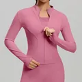 Slim fit full-zip yoga sports jacket in dusty pink, ideal for fitness, running and pilates - S / Tops / Dusty Pink