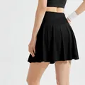 High-waist black tennis skirt with inner shorts for active sports and fitness wear - S / Bottoms / 1 Piece / Black