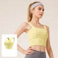 Naked-feel seamless shockproof sports bra with wide straps in vibrant lemon yellow - S / Tops / Lemon Yellow