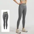 High Waist Yoga-Leggings zur Bauchkontrolle in Seefelsgrau mit überkreuztem Bund - S / Unterteile / Meeresfelsengrau