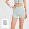 Pantaloncini da yoga a vita alta con controllo della pancia color celeste - Taglia S / Pantaloni e gonne / Azzurro