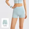 High waist tummy control yoga shorts in sky blue color for sports - S / Bottoms / Azure