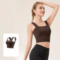 Nahtloser Sport-BH mit breiten Trägern für Yoga in der Farbe Distilled Coffee Brown - Destillierter Kaffee