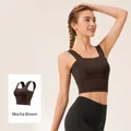 Soutien-gorge de sport sans couture à bretelles larges couleur Distilled Coffee Brown - Café Distillé