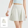 Athletic high-waisted ribbed pleated tennis skort for women in stylish apricot color - S / Bottoms / 1 Piece / Apricot