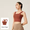 Soutien-gorge de sport sans couture à larges bretelles caramel - Couleur caramel