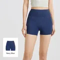 High-waist seamless ribbed yoga shorts in Whale Blue for fitness, sports and gym wear - S / Bottoms / Whale Blue