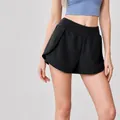 Breathable black fake two-piece sports shorts for women fitness running and yoga - S / Bottoms / Starry Black