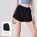Breathable black fake two-piece sports shorts for women fitness running and yoga - S / Bottoms / Starry Black