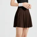 Professional high-waisted athletic tennis skort in distilled coffee brown color - S / Bottoms / 1 Piece / Distilled Coffee