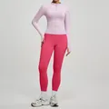 Completo yoga a vita alta con giacca lilla con zip e variante leggings rosa - Taglia S / Top E Pantaloni / Diamante Rosa + Rosso Lampone