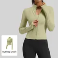 Professional slim fit nutmeg green yoga sports jacket with zipper for outdoor running - S / Tops / Cardamom Green