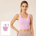 Nahtloser Sport-BH mit breiten Trägern in Pink Diamond für Yoga und Laufen - Rosa Diamant
