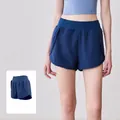 Breathable summer 2-in-1 sports shorts in Whale Blue with side pockets for fitness - S / Bottoms / Whale Blue