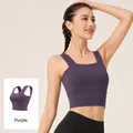 Brassière de sport yoga sans couture violet aubergine avec bretelles larges confortables - Violet Sauce