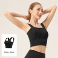 Nahtloser Sport-BH mit breiten Trägern in Sternenschwarz für Yoga und Fitnessübungen - Sternenschwarz