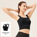 Soutien-gorge de sport sans couture à bretelles larges noir étoilé pour yoga et fitness - Noir Étoilé