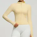 Slim fit long sleeve zip-up yoga jacket in pale yellow - S / Tops / Sunny Yellow