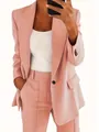 Elegantes, staubrosafarbenes Damen-Hosenanzug-Set mit schmaler Passform im Detail - S / Oberteile / Rosa