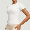 Breathable slim fit white short sleeve yoga t-shirt for fitness running and training sports - S / Tops / White