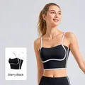 Soutien-gorge de sport noir avec bordure blanche et bretelles réglables pour le yoga - S / Hauts / Noir Étoilé