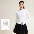 Professional slim fit white yoga jacket with zipper and thumb holes for women fitness - S / Tops / White