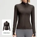 Distilled coffee slim fit stand collar zip-up athletic yoga jacket for women - Distilled Coffee