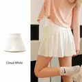 White high-waisted pleated athletic skort with inner lining for tennis - M / Bottoms / White