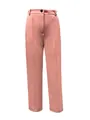 Elegante staubrosa Hose mit hoher Taille und geradem Bein mit Vorderfalten für Damen - S / Unterteile / Rosa