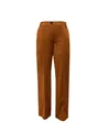 Elegante karamellbraune Hose mit weitem Bein für professionelle Damenanzüge im Set - S / Unterteile / Khaki